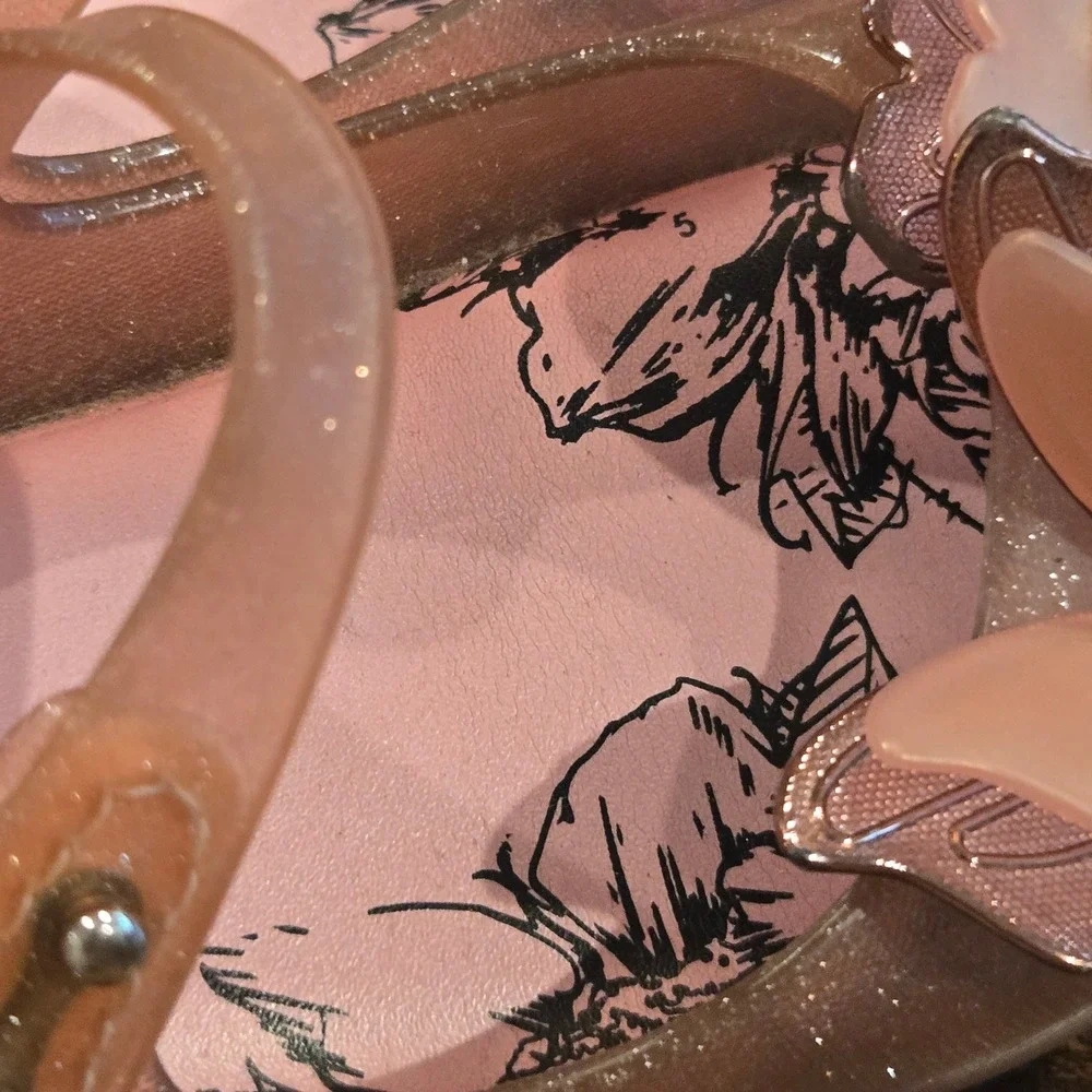 Mini Melissa Ultragirl Butterfly Rose Gold Glitter Jelly Shoes Flats Kids 10c